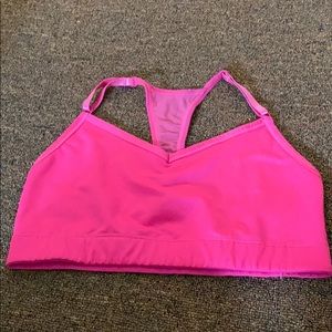 Bright pink sports bra